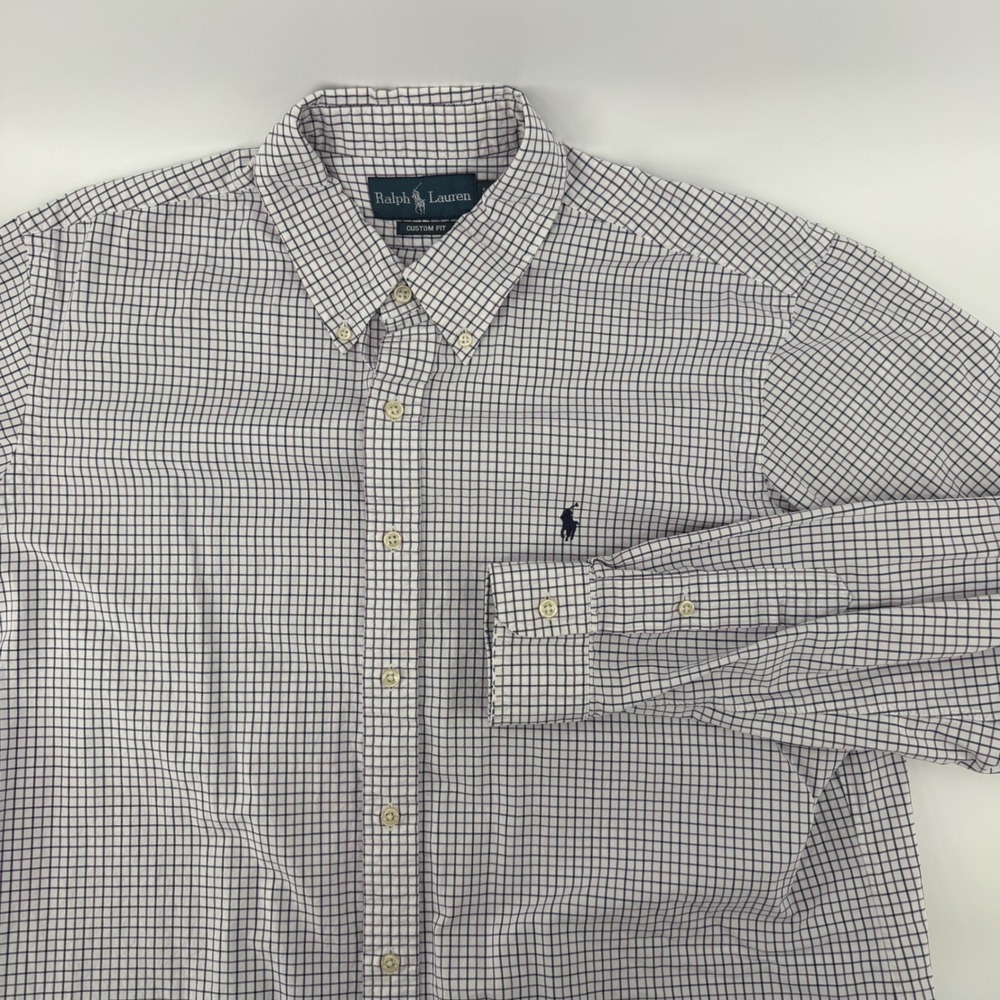 Ralph Lauren Custom Fit Men's XL Check Button Down Long‎ Sleeve Shirt X-Large